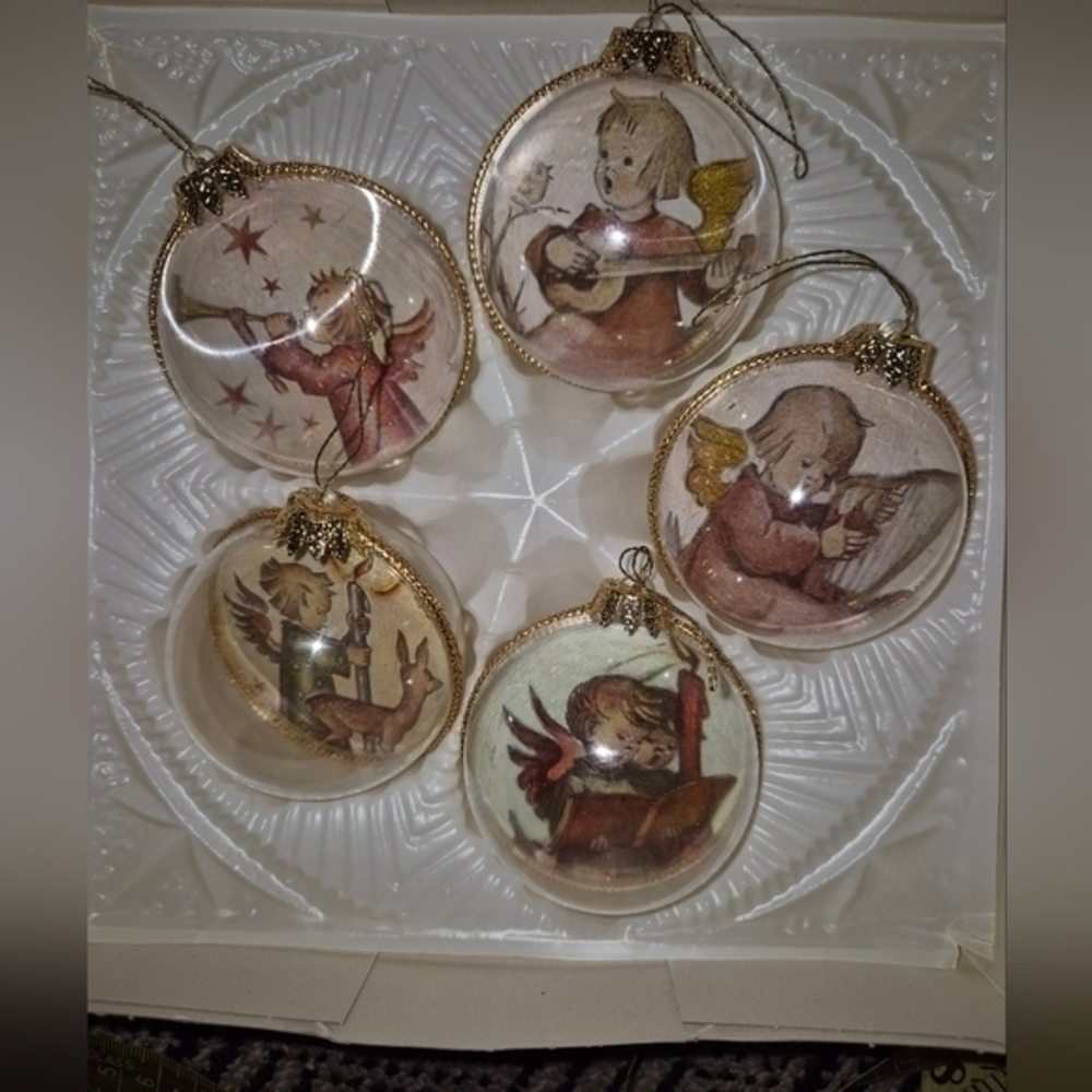 Vintage Home For The Holidays Molded Glass Ornament Set Of 5 Preowned